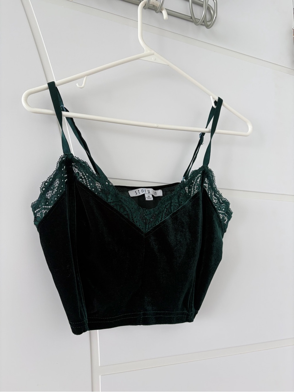 Whimsygoth grunge festival y2k Forest Green Velvet Lace Cami Top fairycore